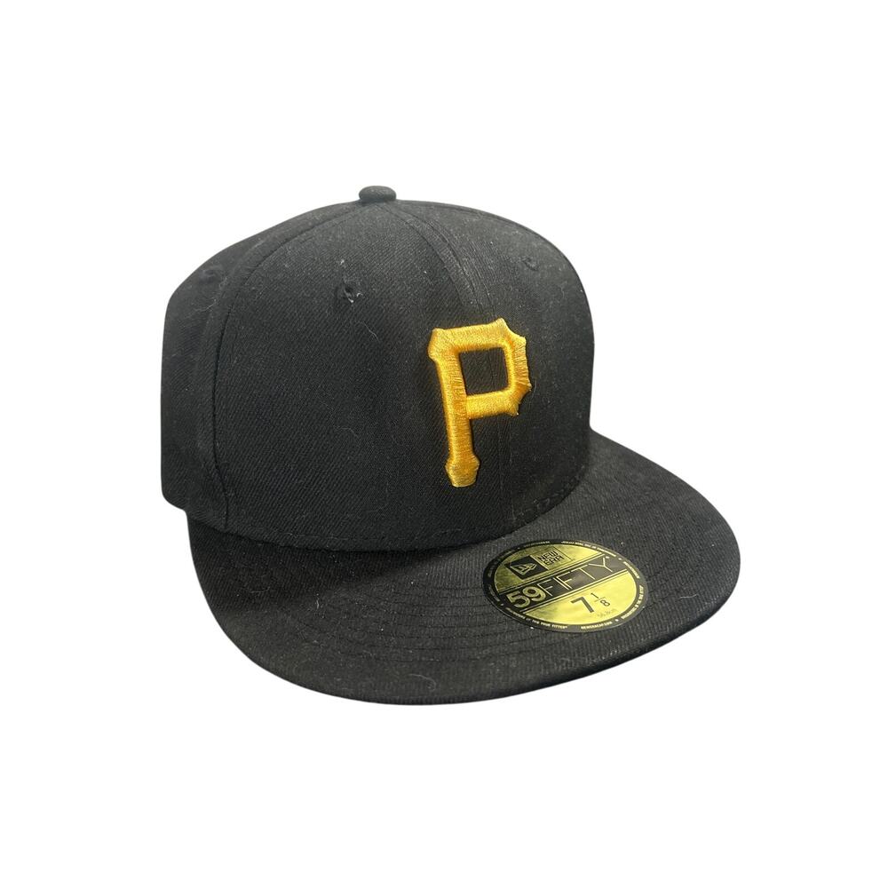 New Era 59FIFTY Pittsburgh Pirates Fitted Hat 7 1/8 Black Yellow MLB‎ Cap